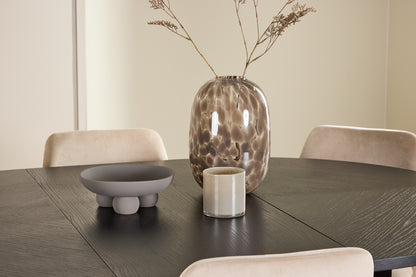 Spisebordsstol 2-pak Beige + Rektangulært spisebord 120 Sort