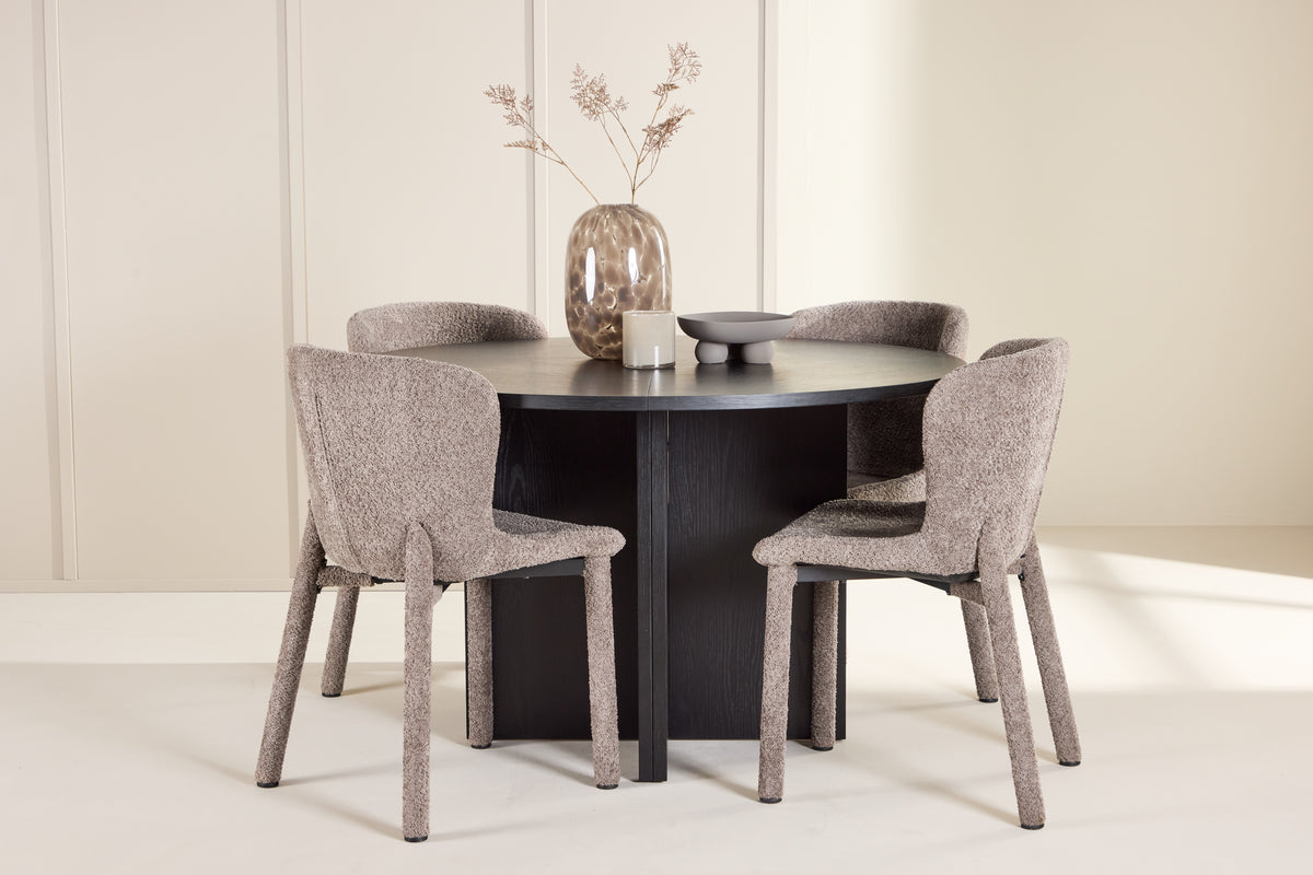 Rektangulært spisebord 120 Sort + Spisestuestol 2-pak Brun