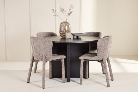 Rektangulært spisebord 120 Sort + Spisestuestol 2-pak Brun