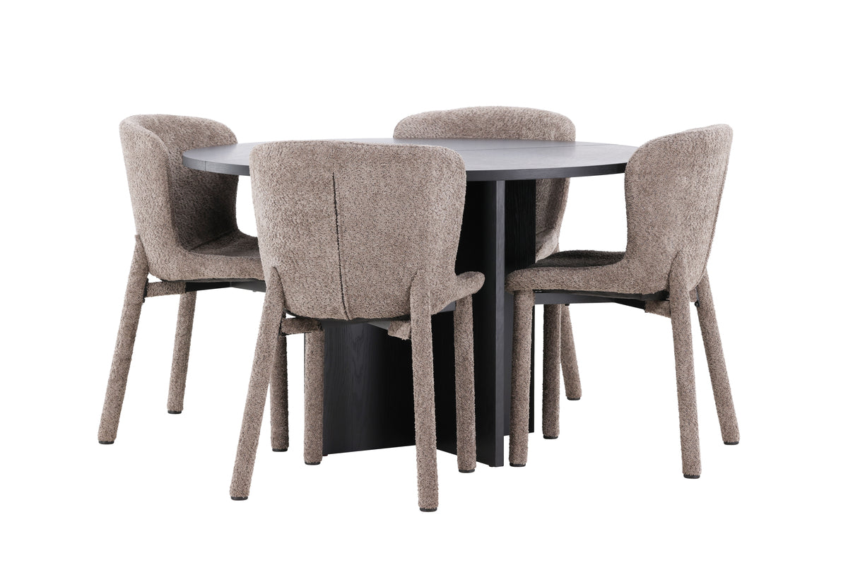 Rektangulært spisebord 120 Sort + Spisestuestol 2-pak Brun