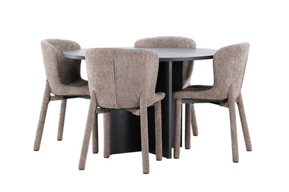 Rektangulært spisebord 120 Sort + Spisestuestol 2-pak Brun