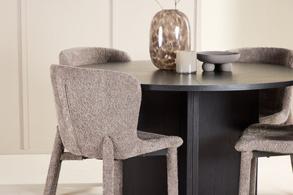 Rektangulært spisebord 120 Sort + Spisestuestol 2-pak Brun