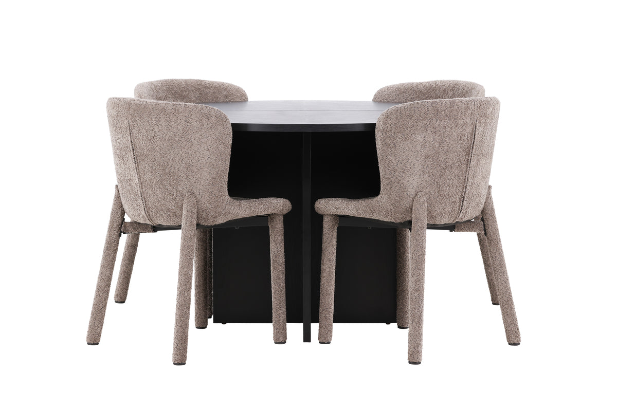 Rektangulært spisebord 120 Sort + Spisestuestol 2-pak Brun