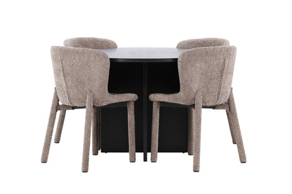 Rektangulært spisebord 120 Sort + Spisestuestol 2-pak Brun