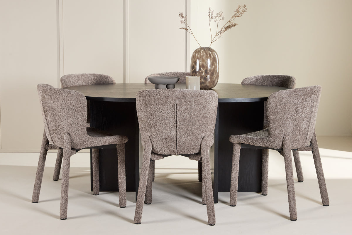 Rektangulært spisebord 120 Sort + Spisestuestol 2-pak Brun