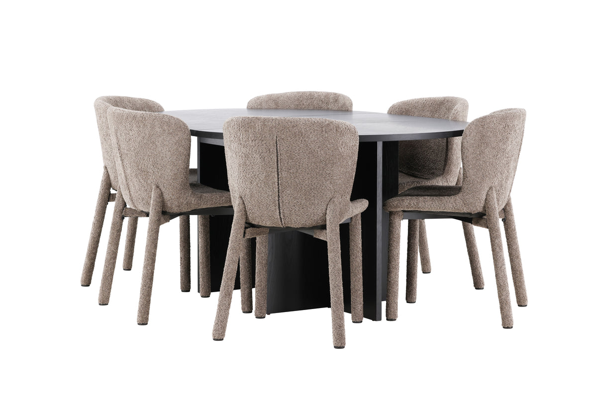 Rektangulært spisebord 120 Sort + Spisestuestol 2-pak Brun