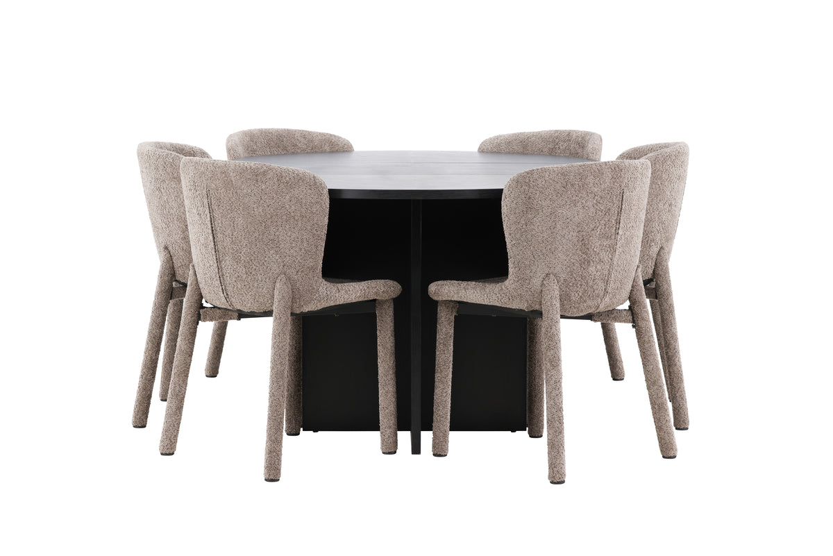 Rektangulært spisebord 120 Sort + Spisestuestol 2-pak Brun