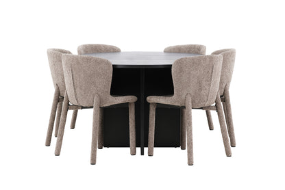 Rektangulært spisebord 120 Sort + Spisestuestol 2-pak Brun