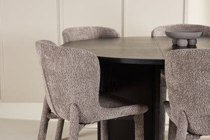 Rektangulært spisebord 120 Sort + Spisestuestol 2-pak Brun