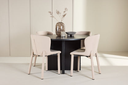 Rektangulært spisebord 120 Sort + Spisestuestol 2-pak Beige