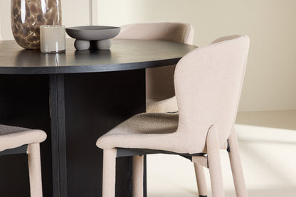Rektangulært spisebord 120 Sort + Spisestuestol 2-pak Beige