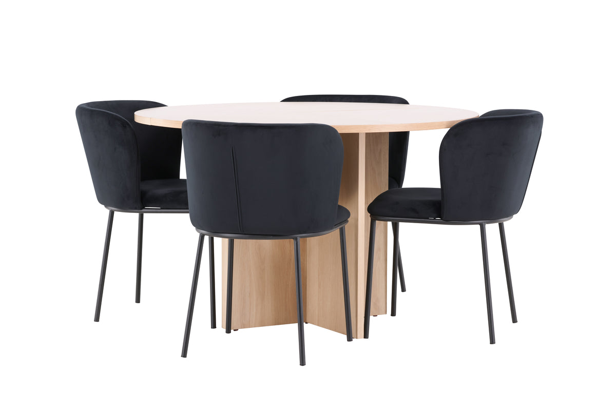 Spisebordsstol 2-pak Sort + Rektangulært spisebord 120 Whitewash