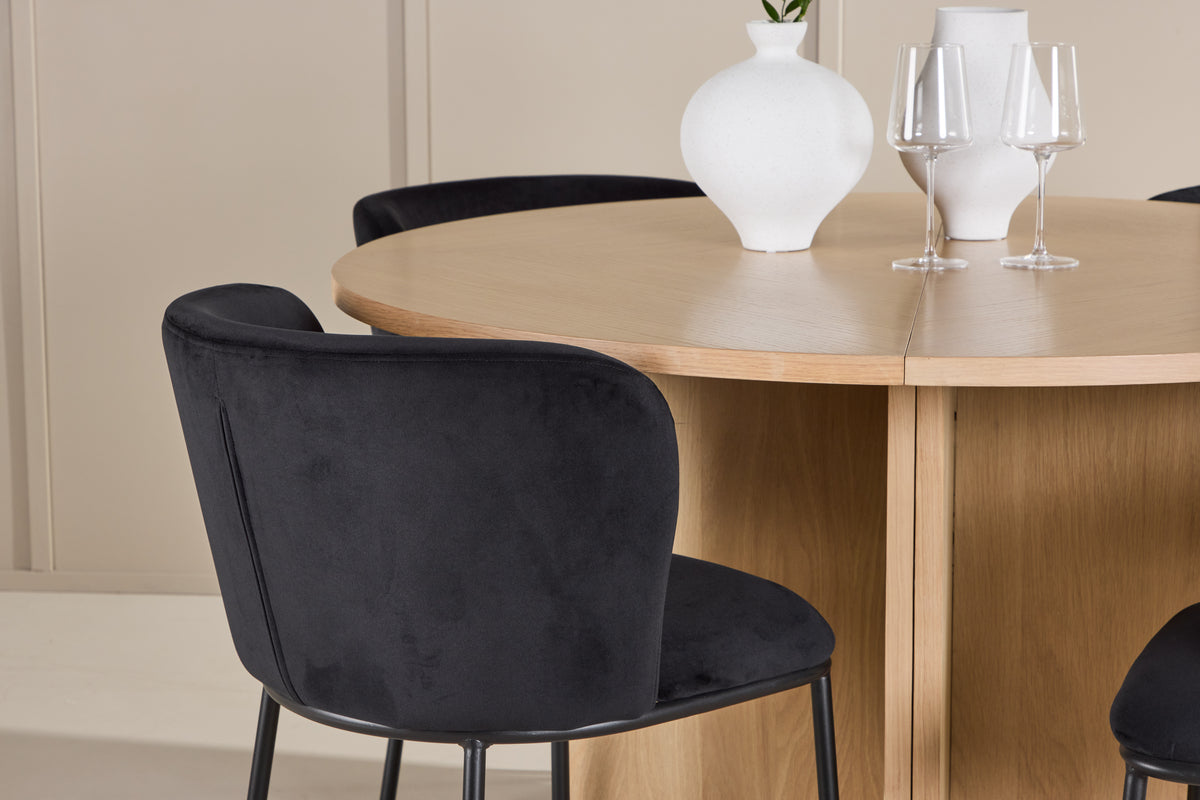 Spisebordsstol 2-pak Sort + Rektangulært spisebord 120 Whitewash