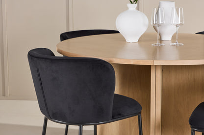 Spisebordsstol 2-pak Sort + Rektangulært spisebord 120 Whitewash