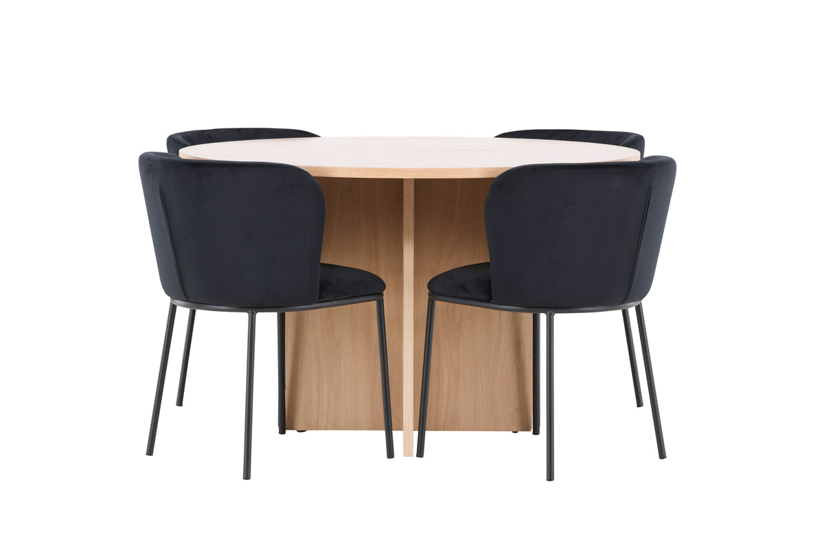 Spisebordsstol 2-pak Sort + Rektangulært spisebord 120 Whitewash