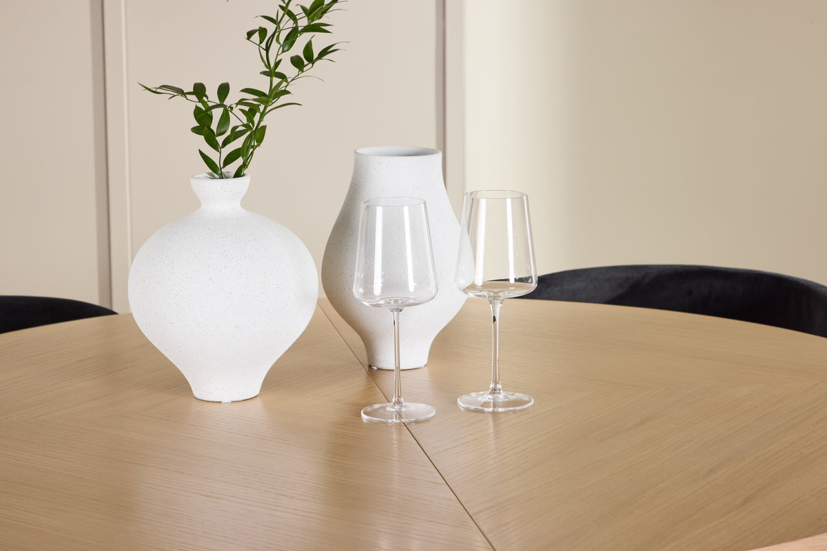 Spisebordsstol 2-pak Sort + Rektangulært spisebord 120 Whitewash