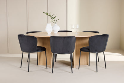 Spisebordsstol 2-pak Sort + Rektangulært spisebord 120 Whitewash