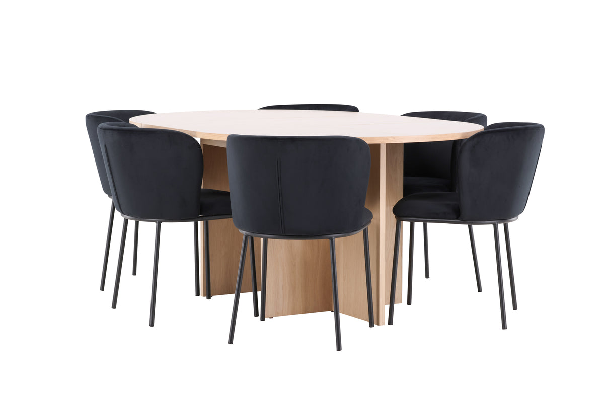 Spisebordsstol 2-pak Sort + Rektangulært spisebord 120 Whitewash