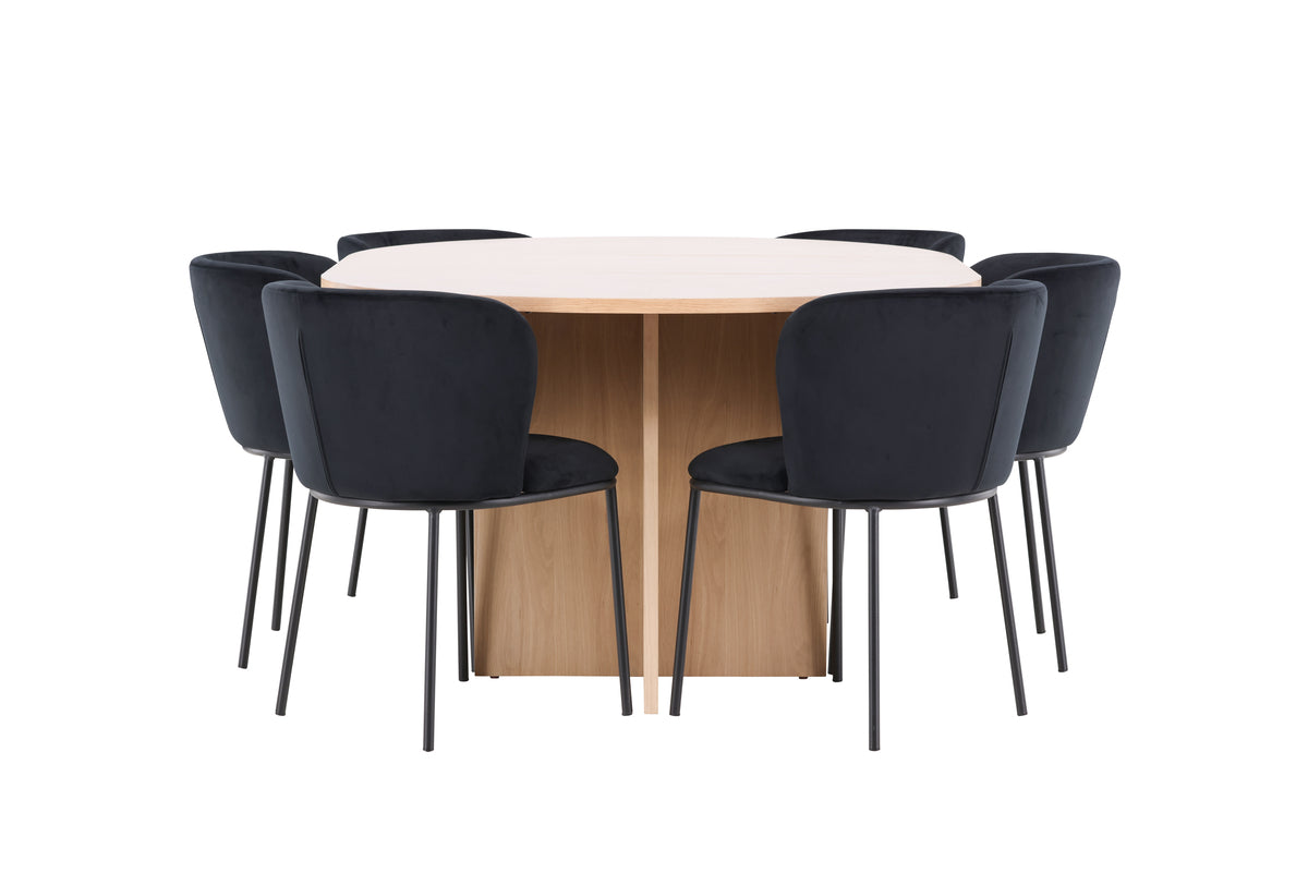 Spisebordsstol 2-pak Sort + Rektangulært spisebord 120 Whitewash