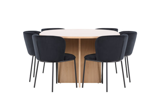 Spisebordsstol 2-pak Sort + Rektangulært spisebord 120 Whitewash