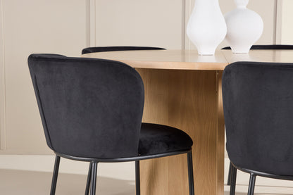 Spisebordsstol 2-pak Sort + Rektangulært spisebord 120 Whitewash