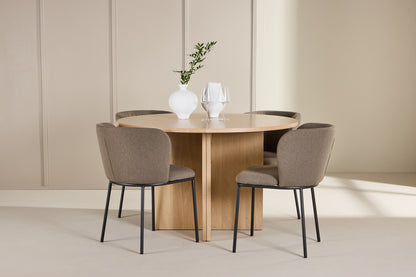 Spisebordsstol 2-pak Brun + Rektangulært Spisebord 120 Whitewash