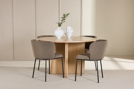 Spisebordsstol 2-pak Brun + Rektangulært Spisebord 120 Whitewash