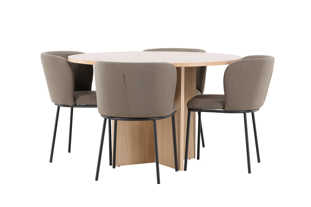 Spisebordsstol 2-pak Brun + Rektangulært Spisebord 120 Whitewash