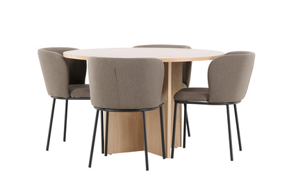 Spisebordsstol 2-pak Brun + Rektangulært Spisebord 120 Whitewash