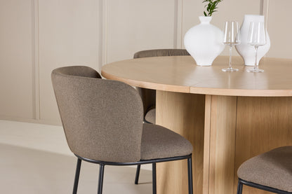 Spisebordsstol 2-pak Brun + Rektangulært Spisebord 120 Whitewash