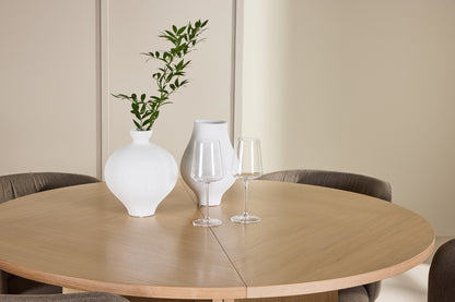 Spisebordsstol 2-pak Brun + Rektangulært Spisebord 120 Whitewash