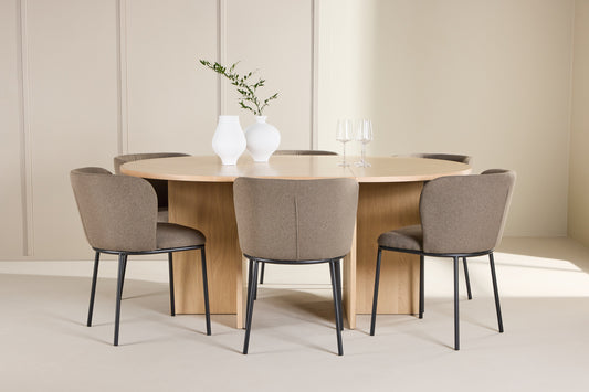 Spisebordsstol 2-pak Brun + Rektangulært Spisebord 120 Whitewash