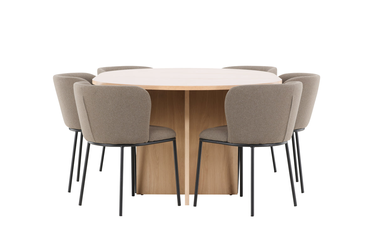 Spisebordsstol 2-pak Brun + Rektangulært Spisebord 120 Whitewash