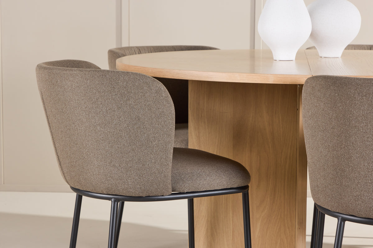 Spisebordsstol 2-pak Brun + Rektangulært Spisebord 120 Whitewash