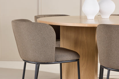 Spisebordsstol 2-pak Brun + Rektangulært Spisebord 120 Whitewash