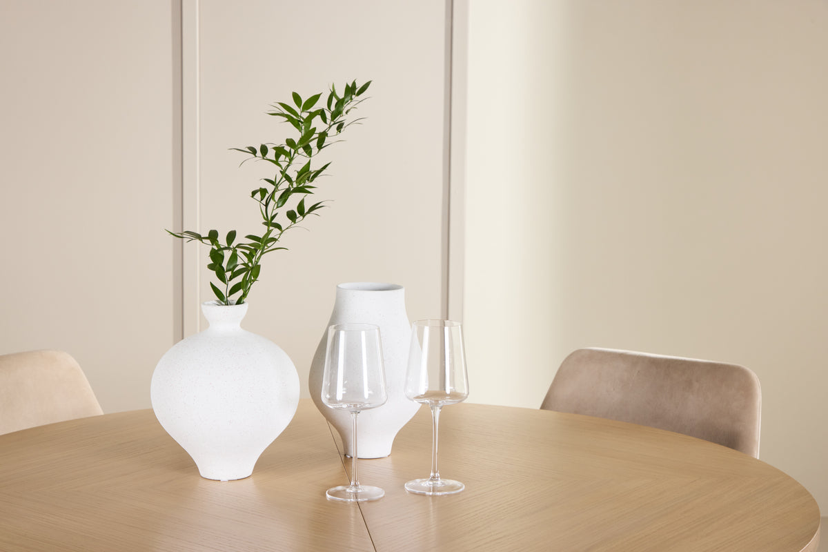 Spisebordsstol 2-pak Beige + Rektangulært spisebord 120 Whitewash