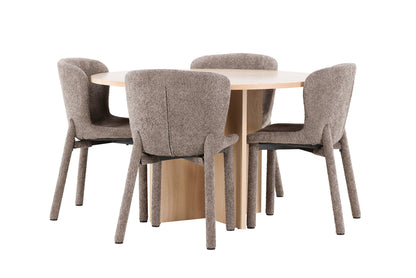 Rektangulært spisebord 120 Whitewash + Spisebordsstol 2-pak Brun