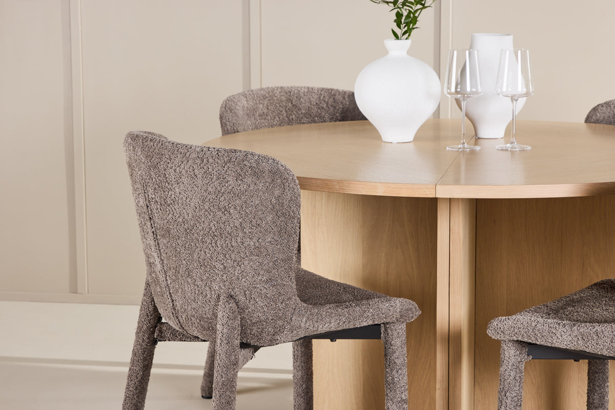 Rektangulært spisebord 120 Whitewash + Spisebordsstol 2-pak Brun