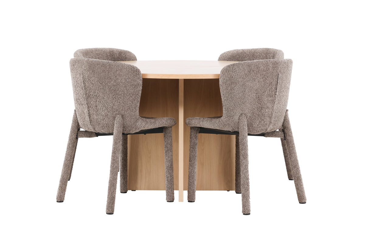 Rektangulært spisebord 120 Whitewash + Spisebordsstol 2-pak Brun