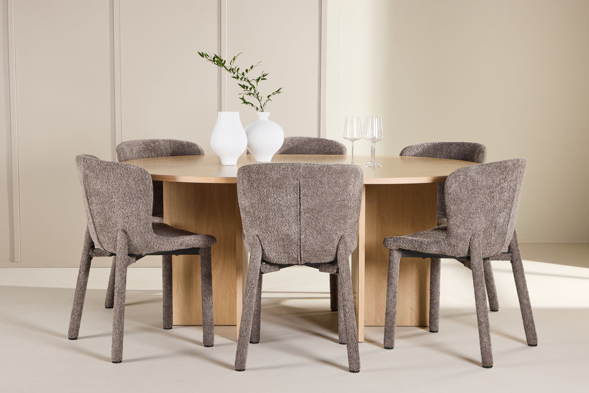 Rektangulært spisebord 120 Whitewash + Spisebordsstol 2-pak Brun