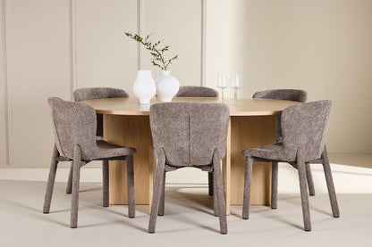 Rektangulært spisebord 120 Whitewash + Spisebordsstol 2-pak Brun