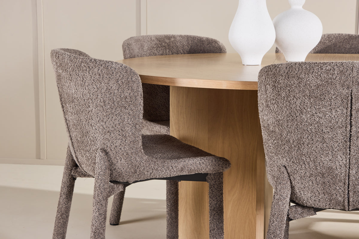 Rektangulært spisebord 120 Whitewash + Spisebordsstol 2-pak Brun