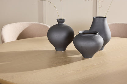 Rundt spisebord 140 Whitewash + Spisebordsstol 2-pak Beige