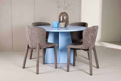 Spisebordsstol 2-pak Brun + Rundt Spisebord 110 Blå