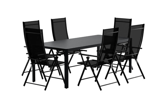 Giardini & Levanzo Rektangulært spisebord 200 x 90 Sort + Position stol 2-pak Sort