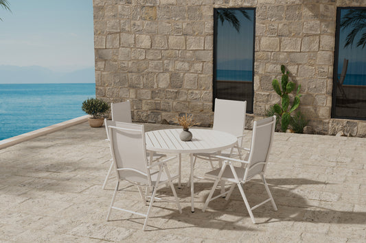 Break & Giardini Spisebordsstol 2-pak Beige + Rundt spisebord Ø120 Beige