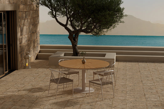 Alfons & Croft Spisebordsstol Beige + Rundt Spisebord ø120 Beige