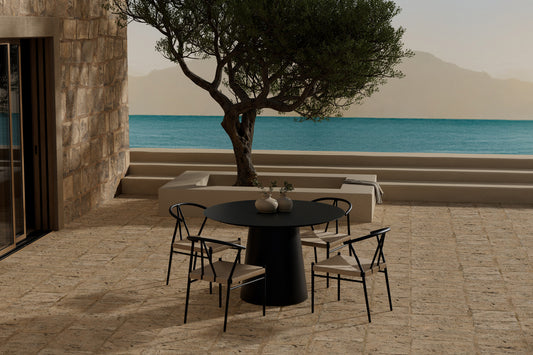 Alfons & Lanzo Spisebordsstol Sort + Rundt Spisebord ø120 Sort