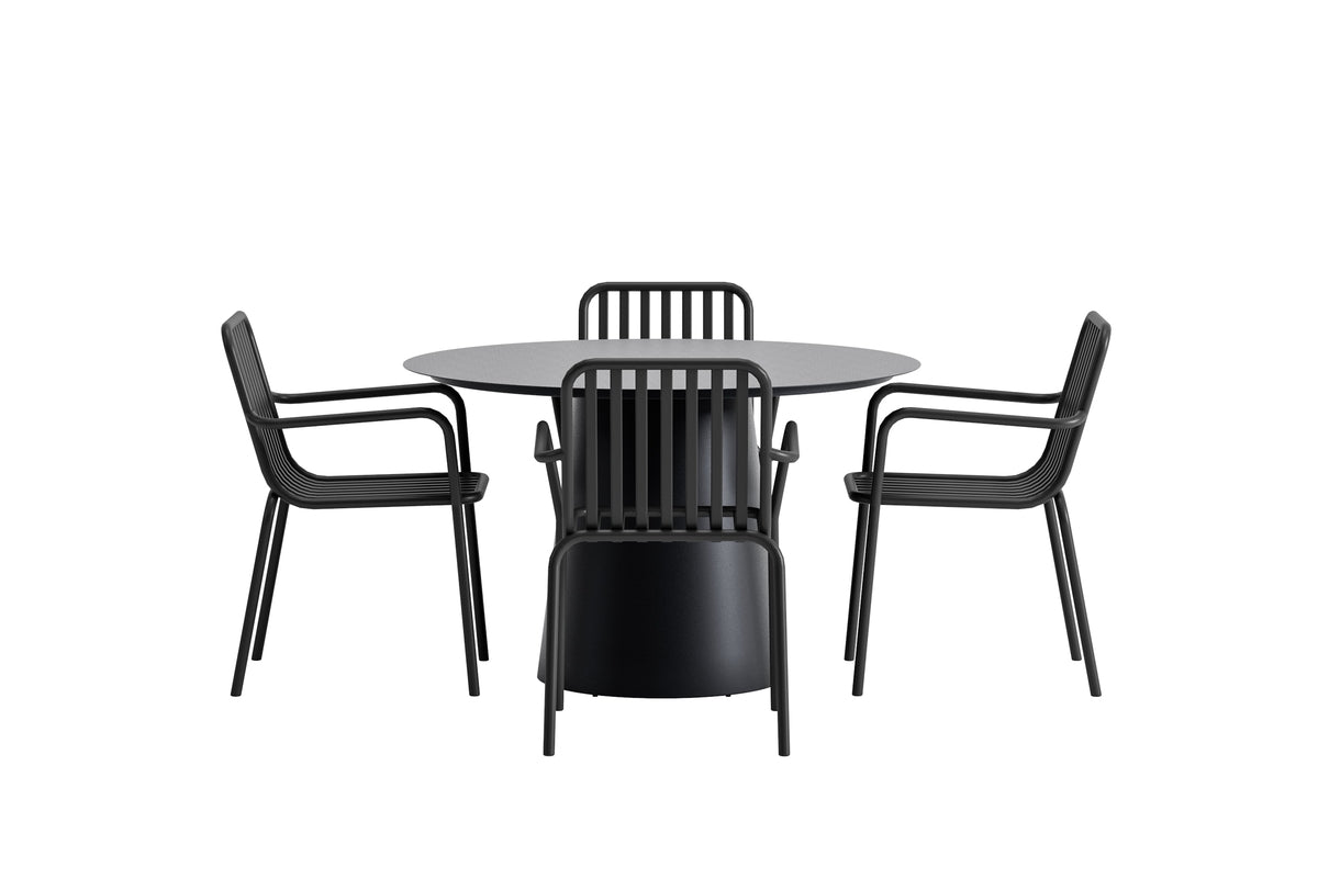 Peking & Lanzo Spisebordsstol 2-pak Sort + Rundt Spisebord ø120 Sort