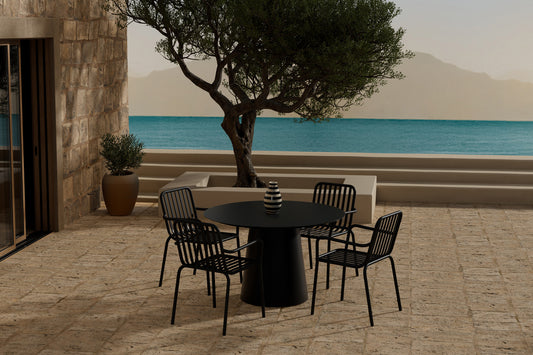 Peking & Lanzo Spisebordsstol 2-pak Sort + Rundt Spisebord ø120 Sort